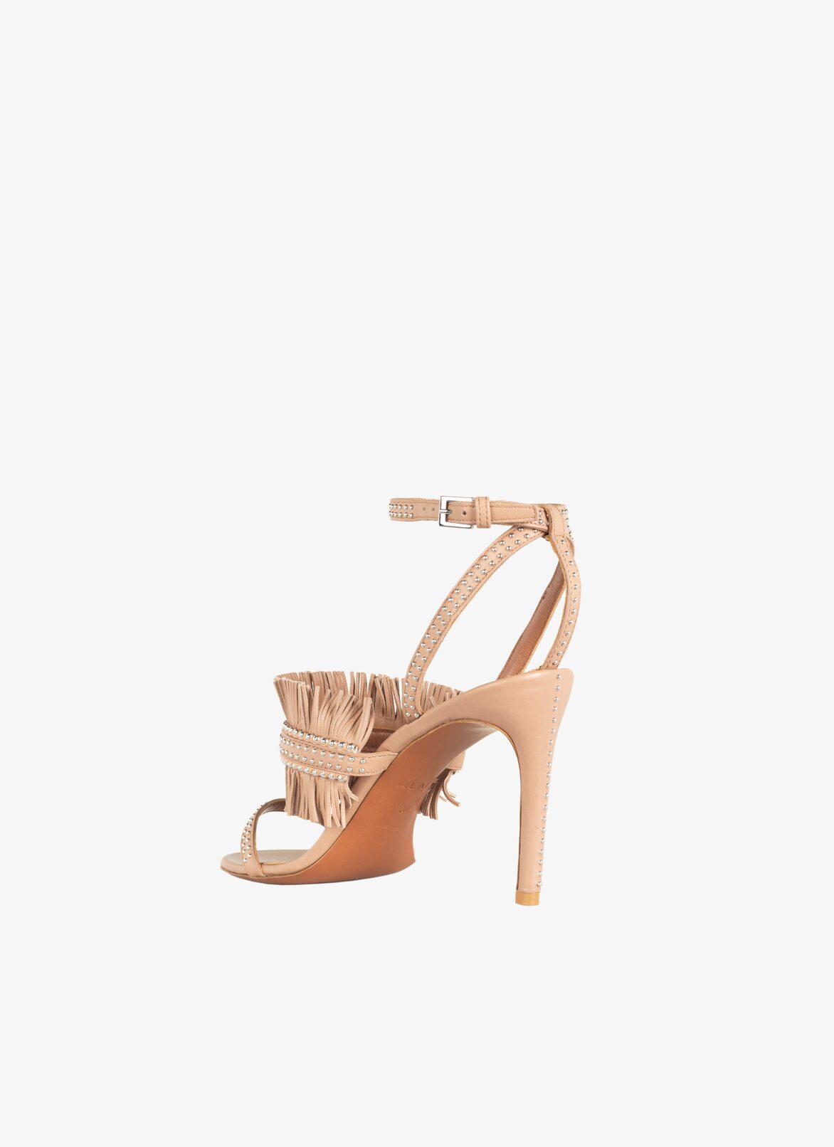 Calfskin Fringe Sandal ALAÏA BLUSH CALFSKIN FRINGE SANDAL